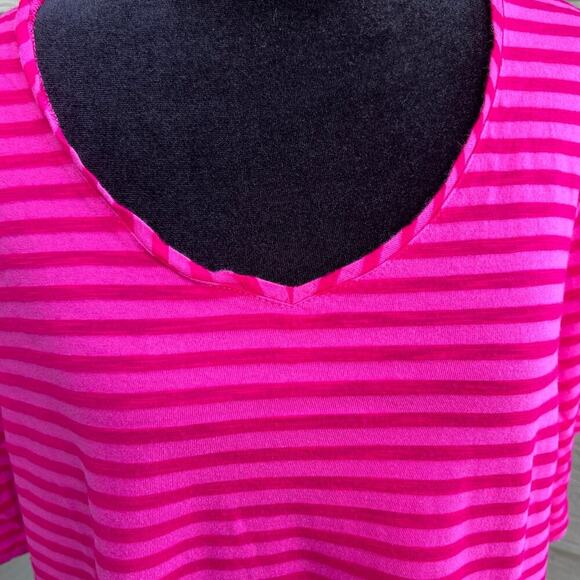Chico's 3 (L 16) women's pink striped T-shirt, short sleeve - Picture 2 of 9